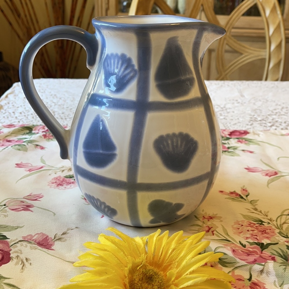 ๐บ World Market; Beautiful, Handmade - Blue/White Made in Portugal Sea Pitcher! - Picture 3 of 8